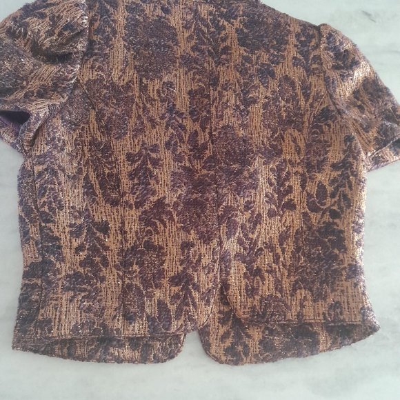 LaRok Brocade gold purple crop jacket size - Picture 4 of 11